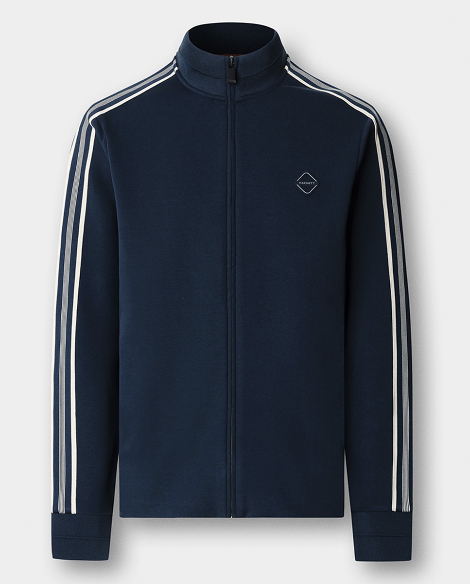 Sweatshirt Tamanhos Grandes com Fecho de Correr e Fitas nos Ombros e Mangas Azul-marinho-7