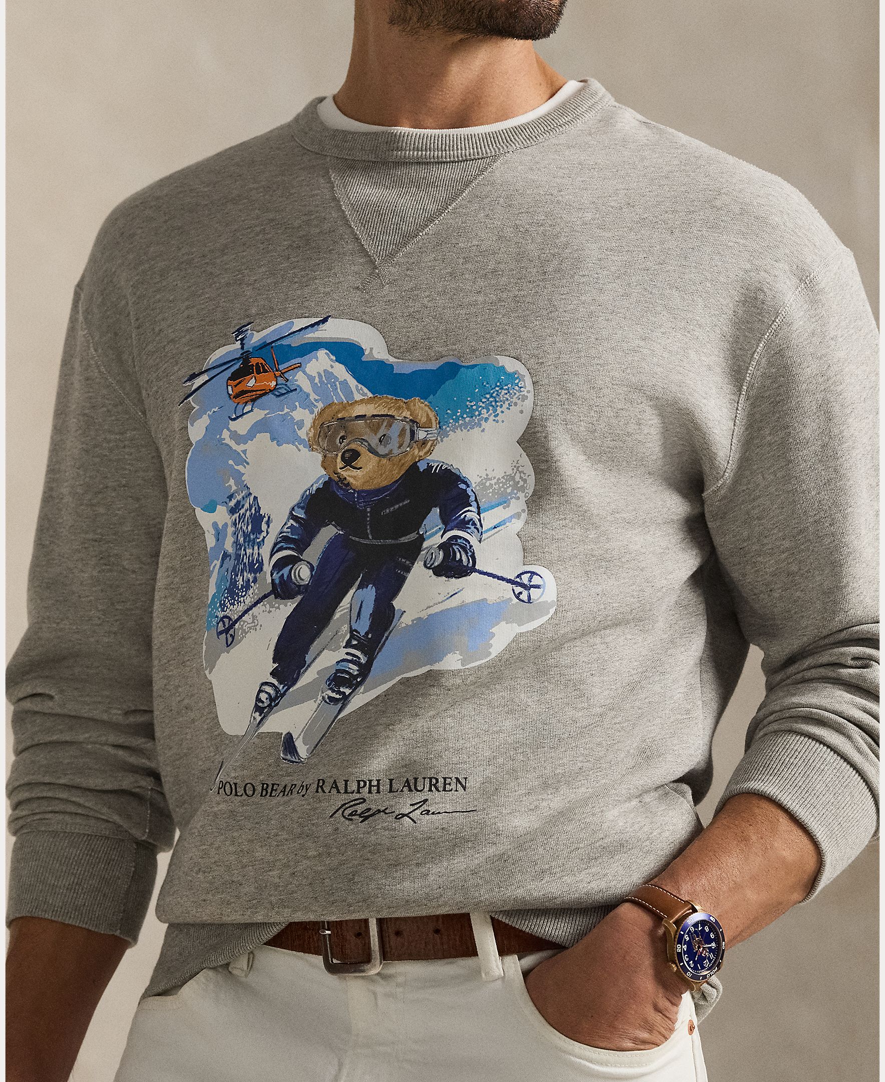 Sweatshirt de Felpa com Polo Bear Tamanhos Grandes Cinzento-4