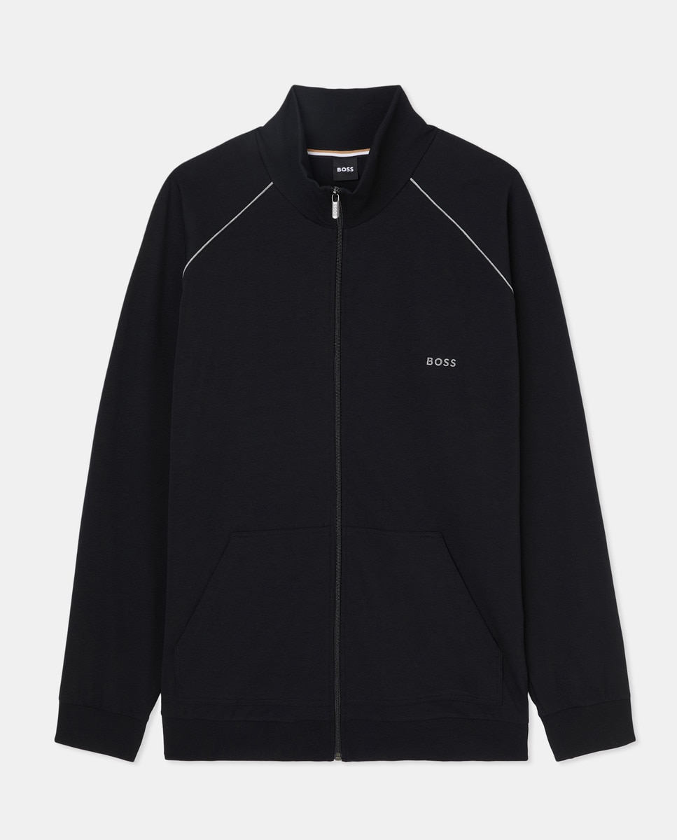Sweatshirt Tamanhos Grandes com Fecho de Correr Preto-4