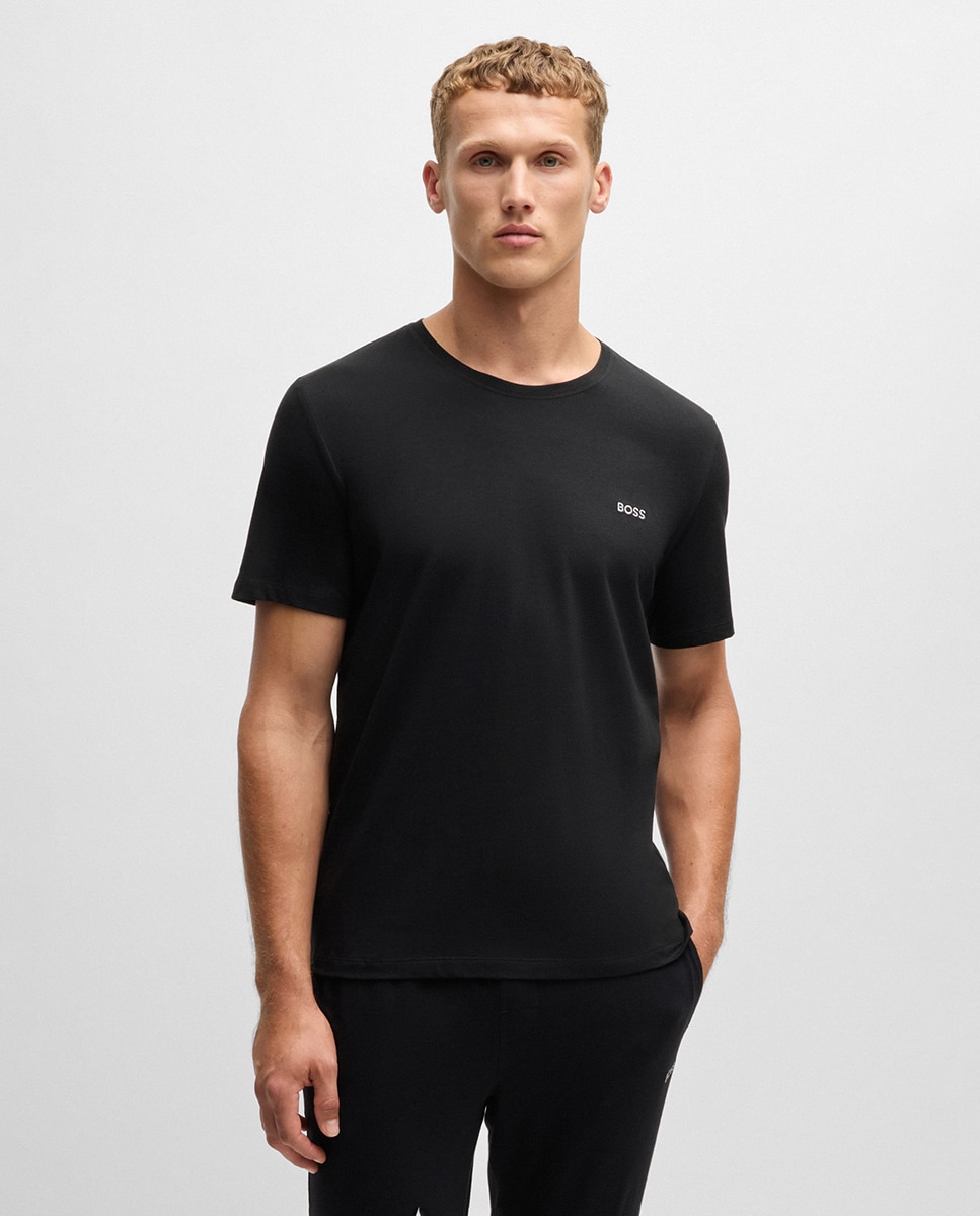 T-shirt Homewear de Manga Curta Tamanhos Grandes Preto-1