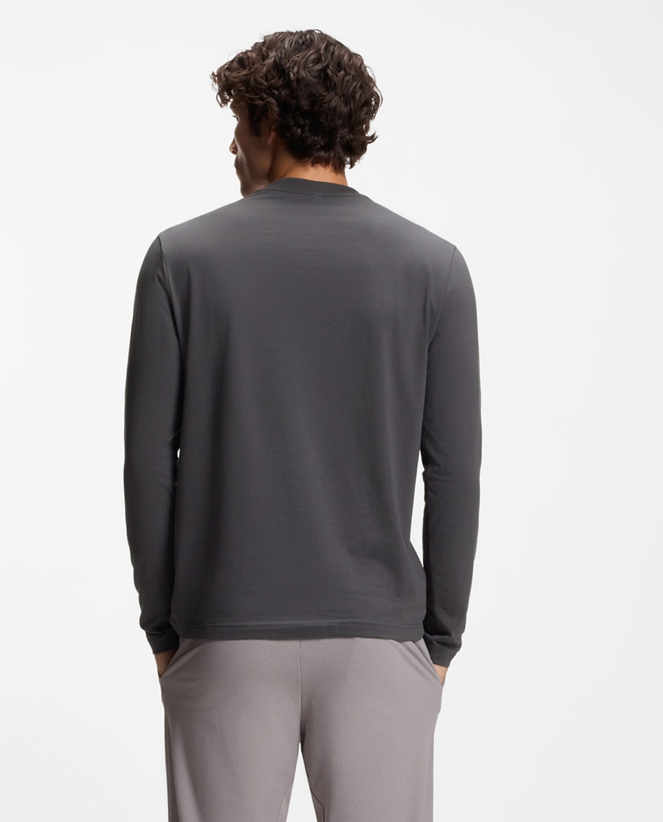 Camisola de Manga Comprida Tamanhos Grandes Cinzento-2