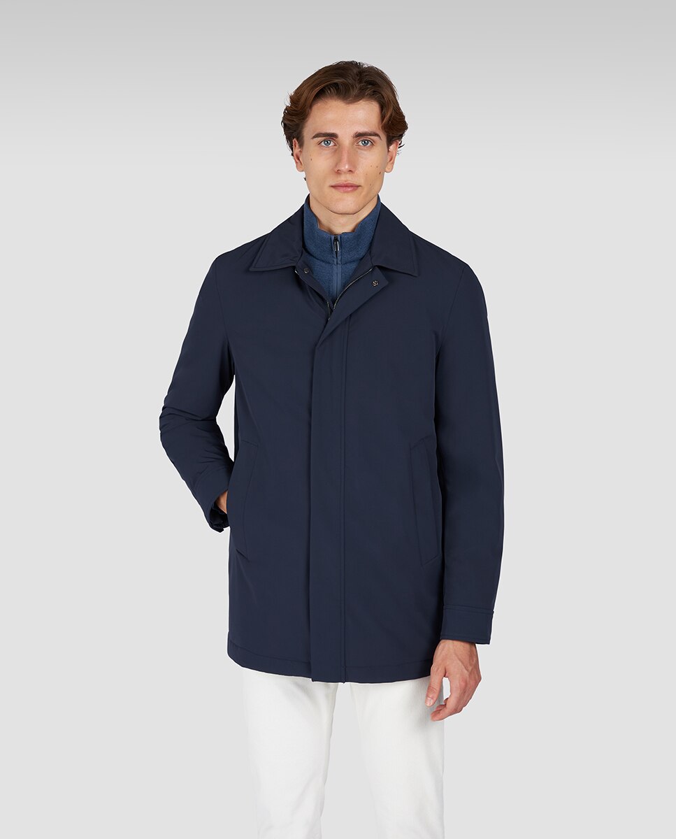 Gabardine Comprida com Colarinho de Camisa Typhoon Tamanhos Grandes Azul-marinho-1