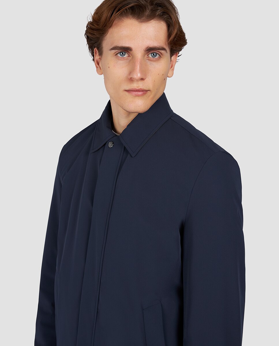 Gabardine Comprida com Colarinho de Camisa Typhoon Tamanhos Grandes Azul-marinho-3