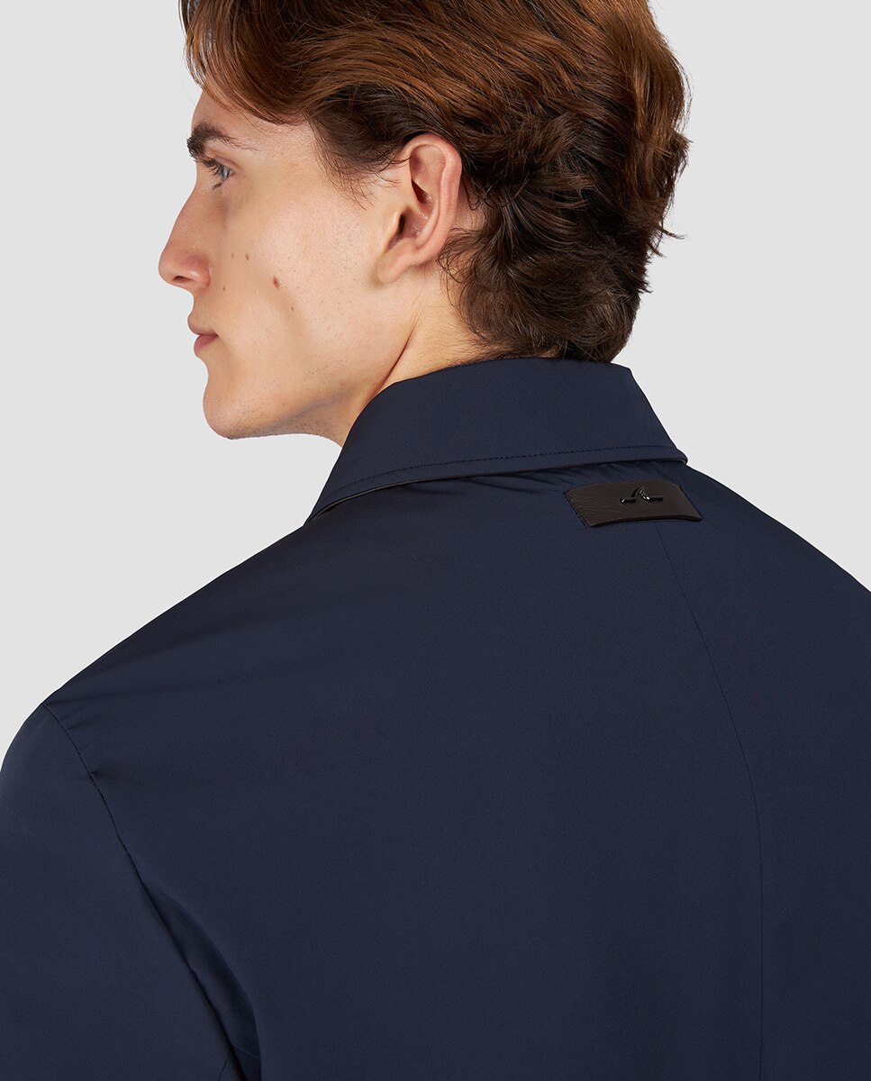 Gabardine Comprida com Colarinho de Camisa Typhoon Tamanhos Grandes Azul-marinho-4