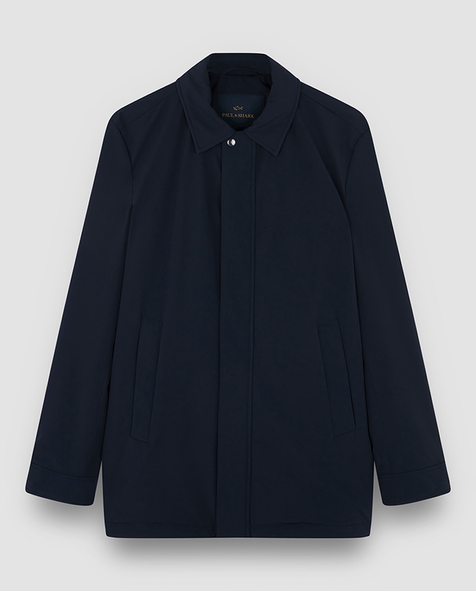 Gabardine Comprida com Colarinho de Camisa Typhoon Tamanhos Grandes Azul-marinho-5