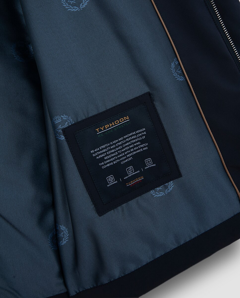 Gabardine Comprida com Colarinho de Camisa Typhoon Tamanhos Grandes Azul-marinho-6