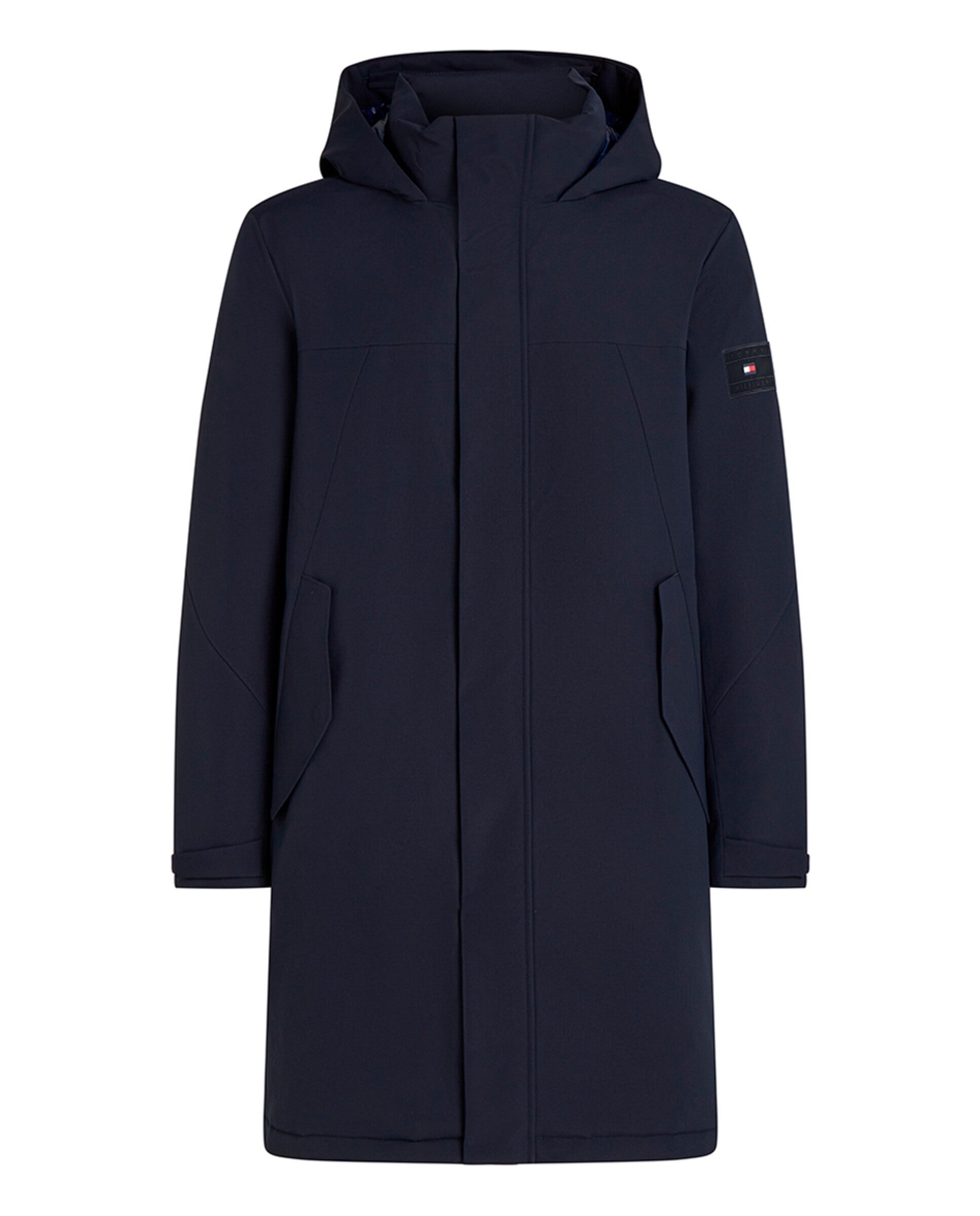 Sobretudo Tipo Parka com Capuz Tamanhos Grandes Azul-marinho-1