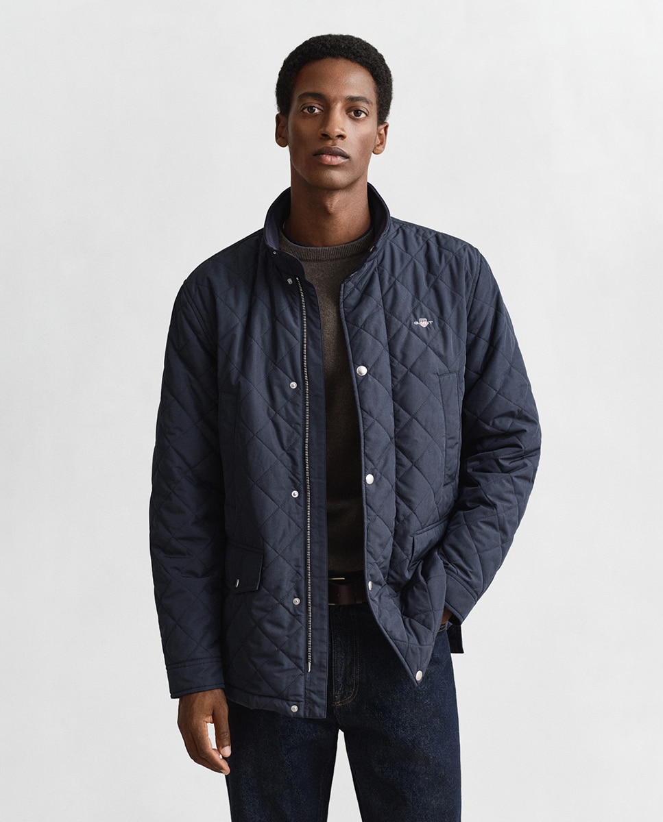 Casaco Tipo Windcheater Acolchoado Médio Tamanhos Grandes Azul-1