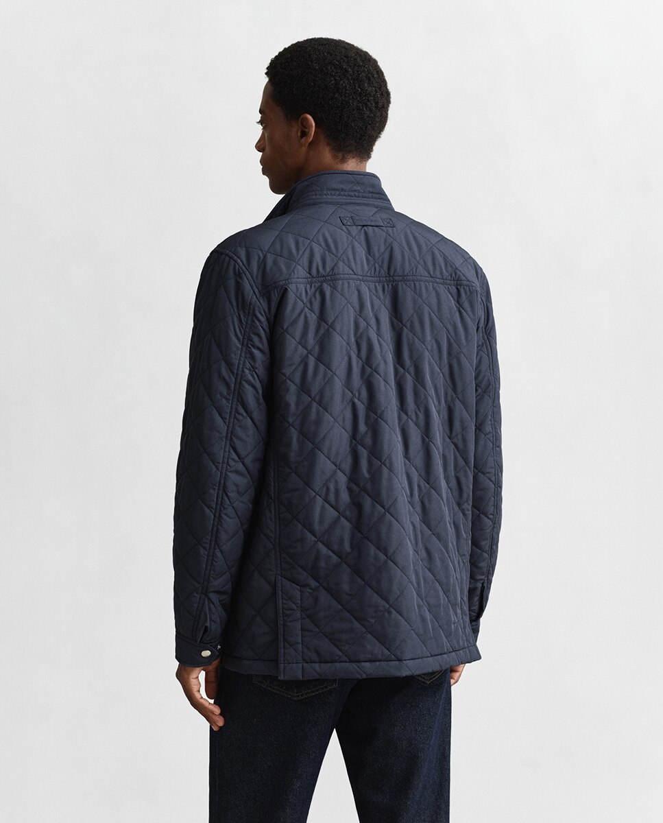 Casaco Tipo Windcheater Acolchoado Médio Tamanhos Grandes Azul-2
