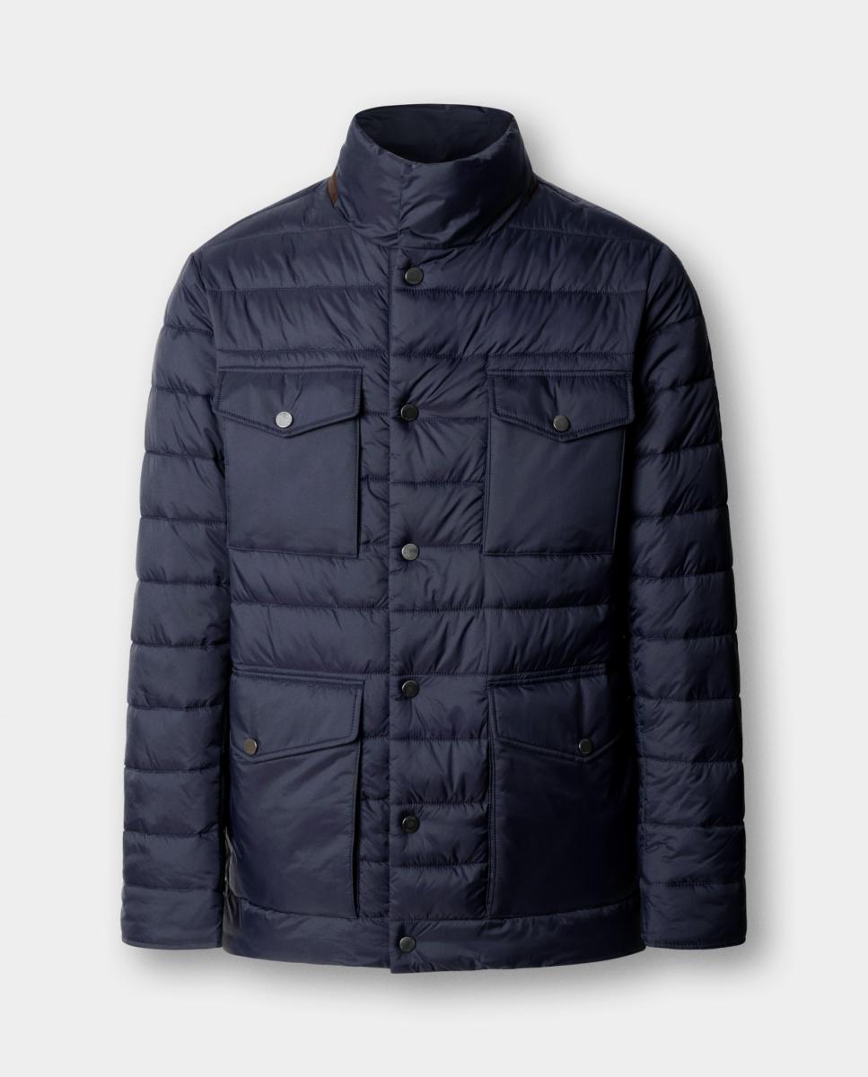 Imagen 0 de Chaqueta acolchada ligera de diseño Velospeed con tejido resistente al agua y cuatro bolsillos frontales tallas grandes. Azul marino