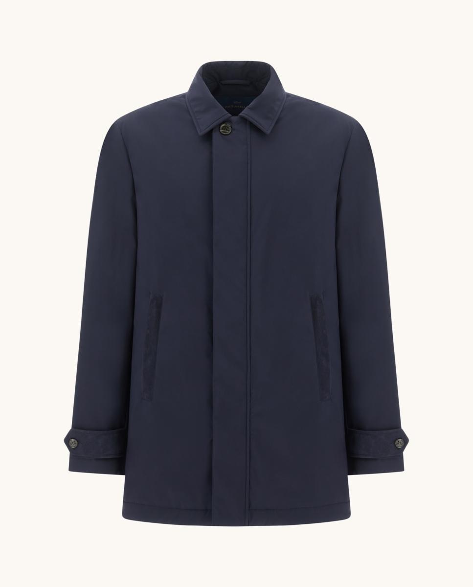 Gabardina de hombre cierre cremallera y botón con tapeta cuello camisero y detalle en ante tallas grandes - Paul & Shark - Azul marino Azul marino-1