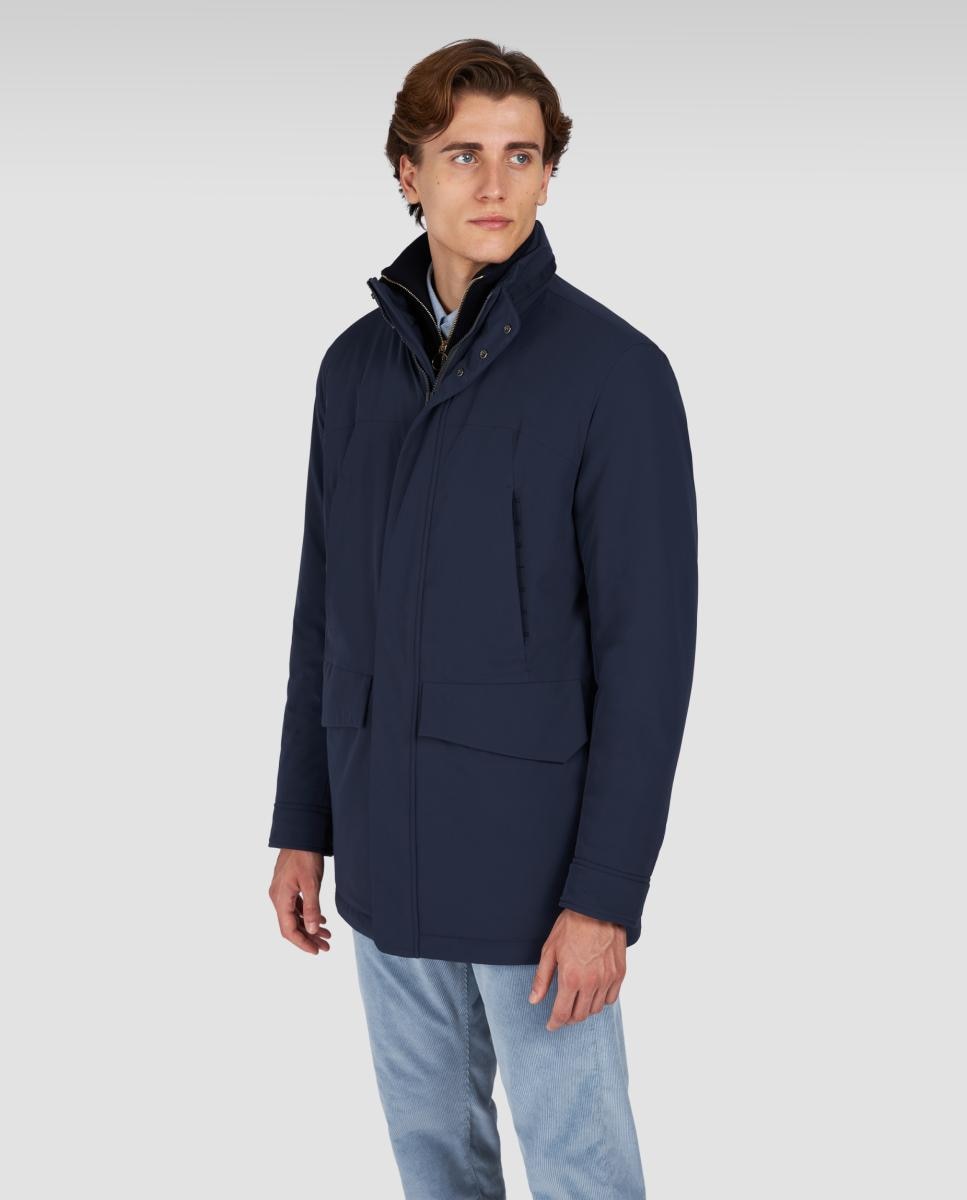 Chaquetón de hombre largo con capucha oculta y cuatro bolsillos tallas grandes - Paul & Shark - Azul marino Azul marino-1