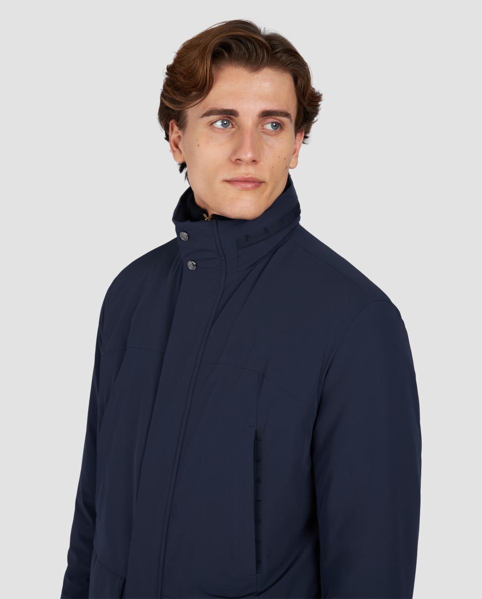 Chaquetón de hombre largo con capucha oculta y cuatro bolsillos tallas grandes - Paul & Shark - Azul marino Azul marino-3