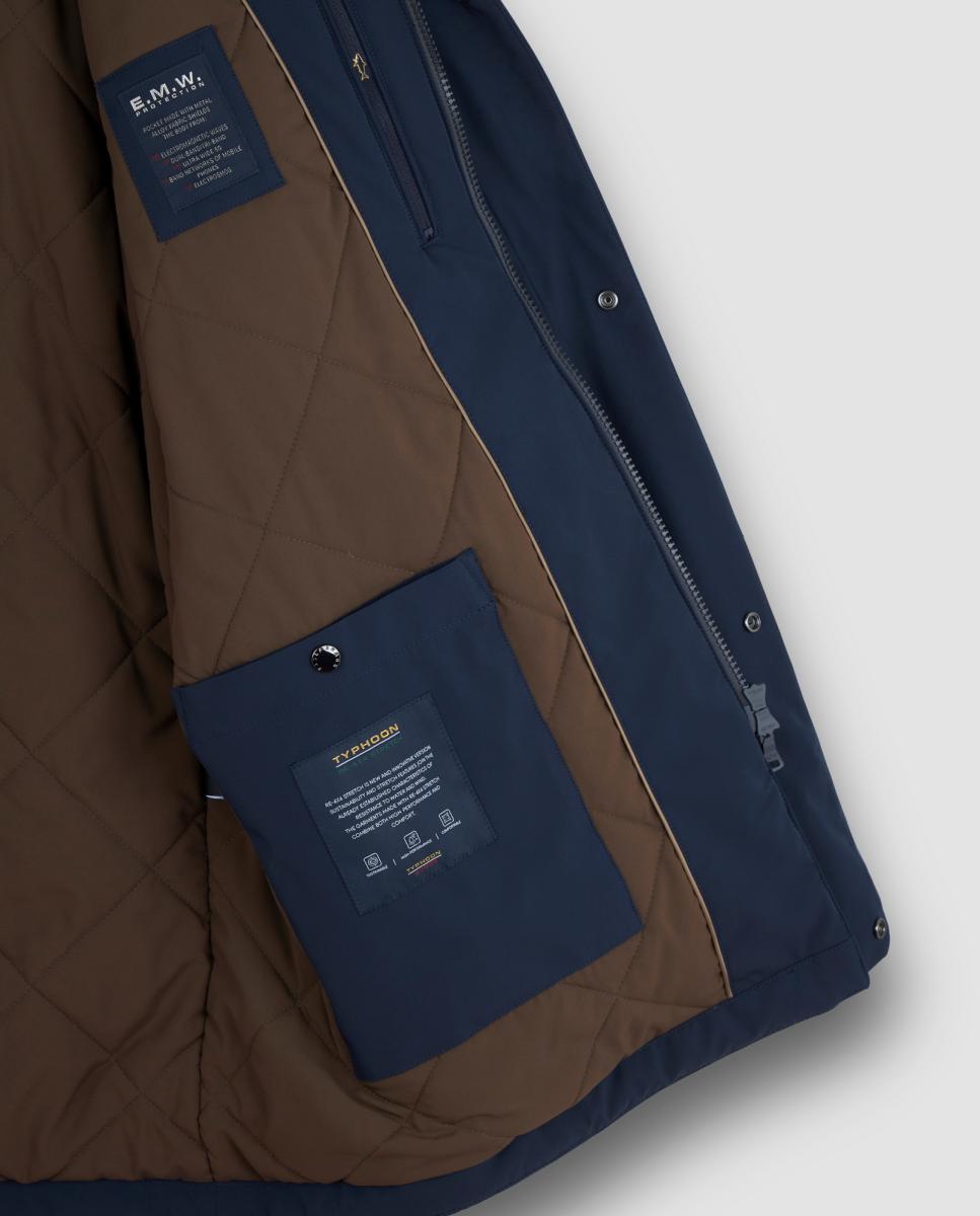 Chaquetón de hombre largo con capucha oculta y cuatro bolsillos tallas grandes - Paul & Shark - Azul marino Azul marino-6