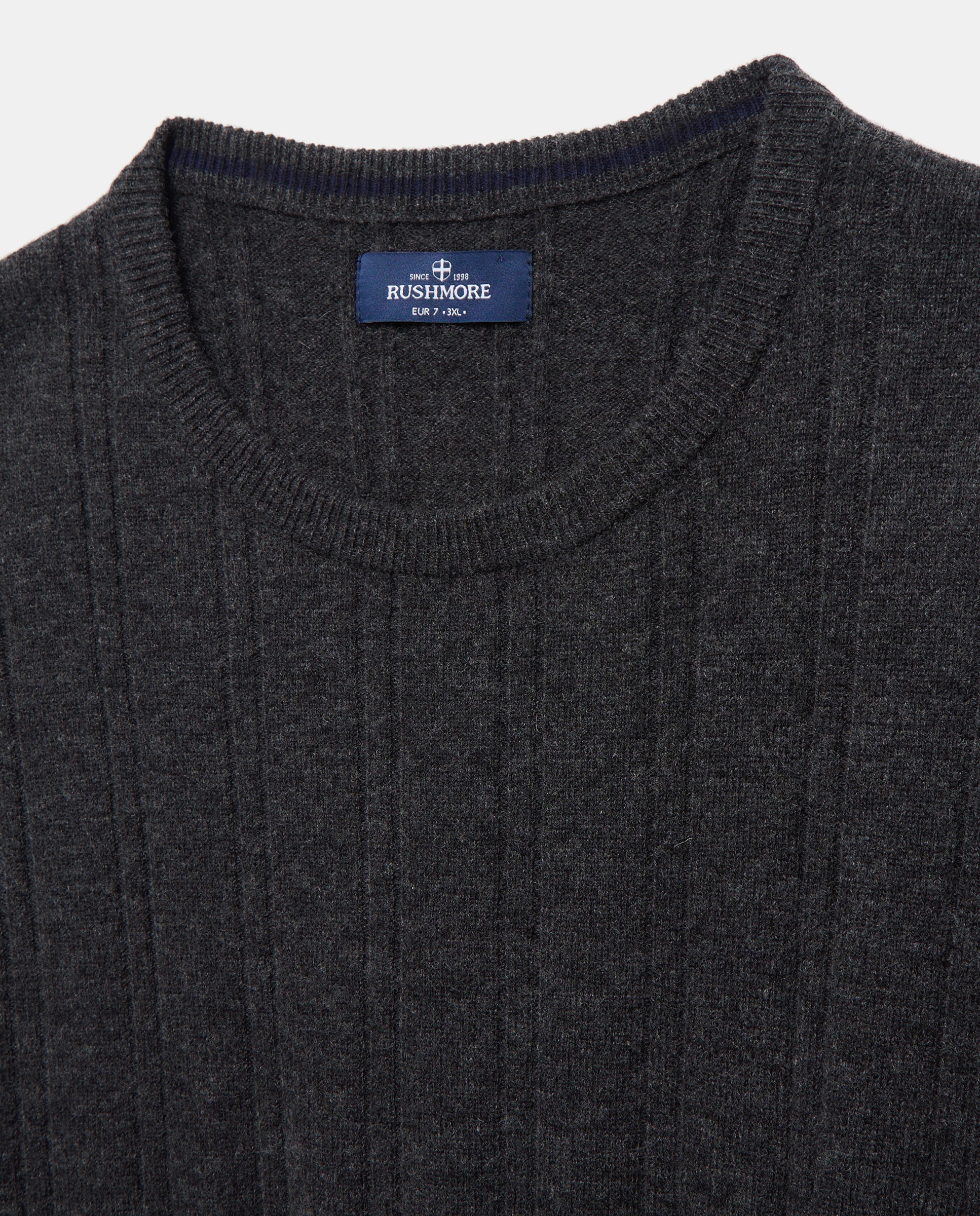 Camisola de Malha com Decote Redondo Cinzento-5