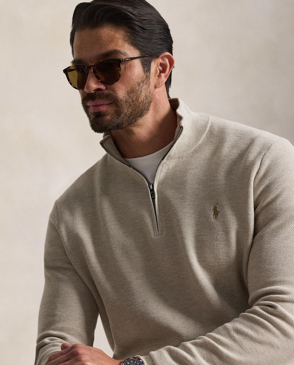 Jersey de hombre azul marino jaspeado - Polo Ralph Lauren - Marrón Suave Marrón Suave-4