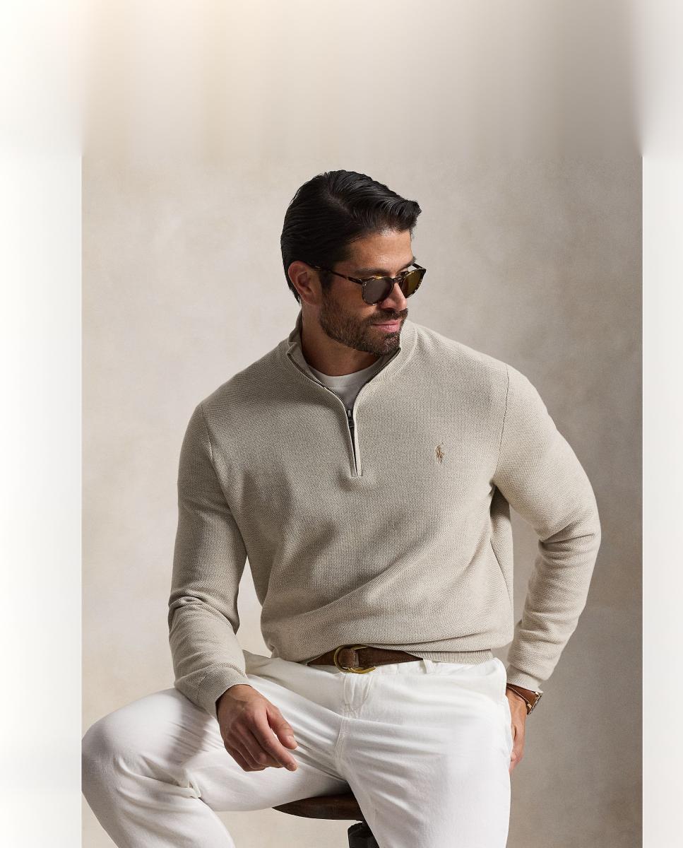 Jersey de hombre azul marino jaspeado - Polo Ralph Lauren - Marrón Suave Marrón Suave-5