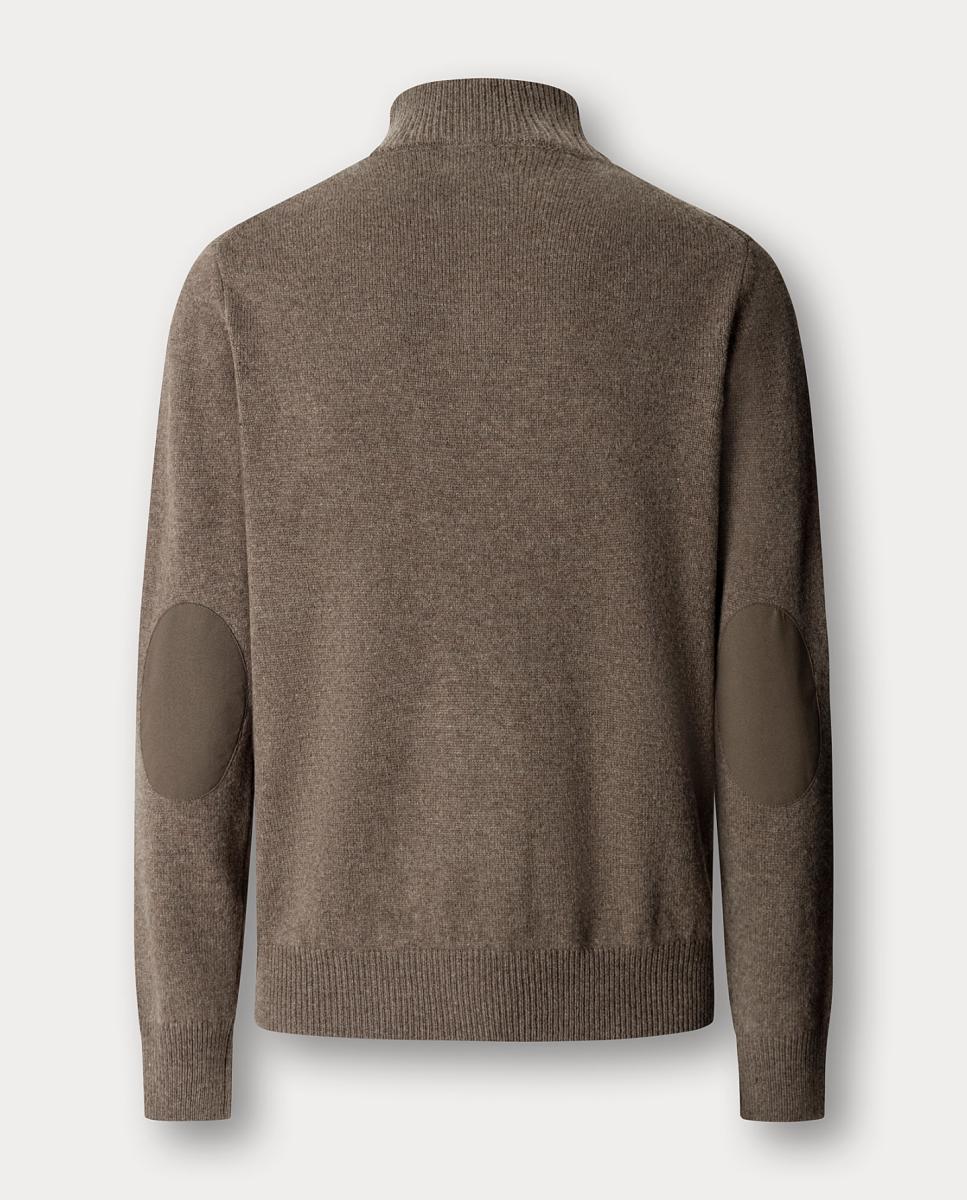 Jersey de hombre liso media cremallera con logo bordado tallas grandes. - Hackett - Beige Beige-2