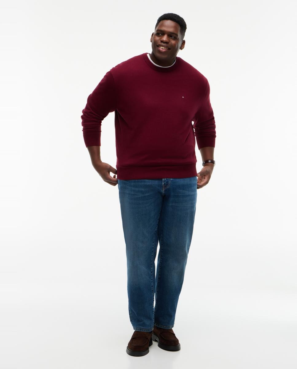 Camisola de Malha Lisa com Gola Redonda Tamanhos Grandes Bordeaux-5