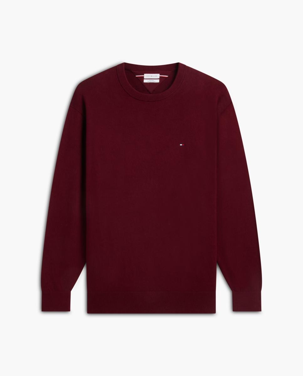 Camisola de Malha Lisa com Gola Redonda Tamanhos Grandes Bordeaux-4