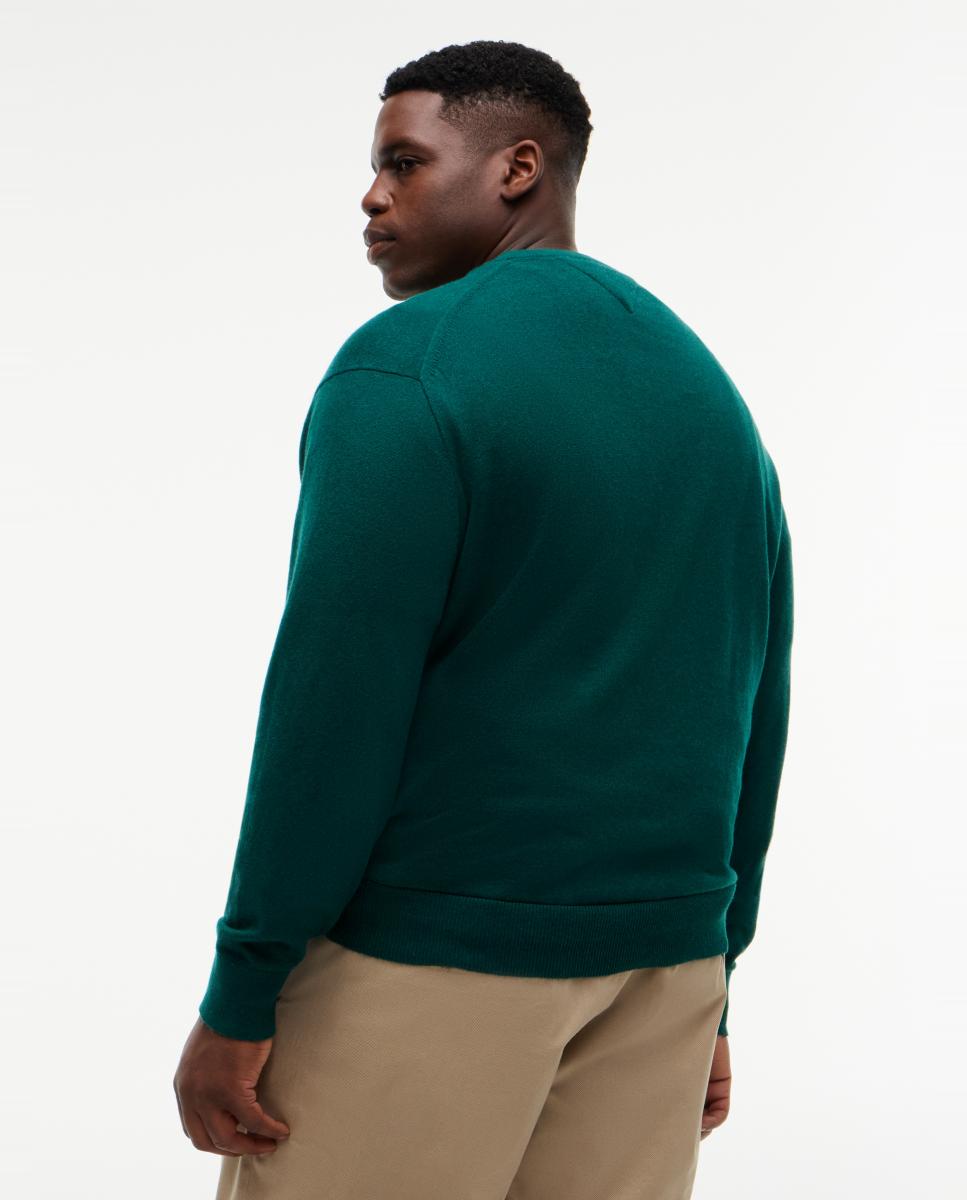 Camisola de Malha Lisa com Gola Redonda Tamanhos Grandes Verde-2