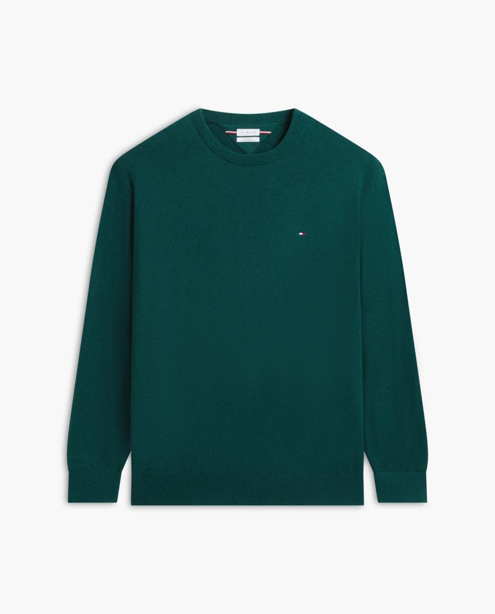 Camisola de Malha Lisa com Gola Redonda Tamanhos Grandes Verde-4