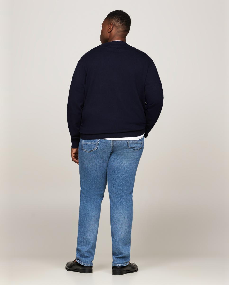 Camisola de Malha Lisa com Gola Redonda Tamanhos Grandes Azul-marinho-2