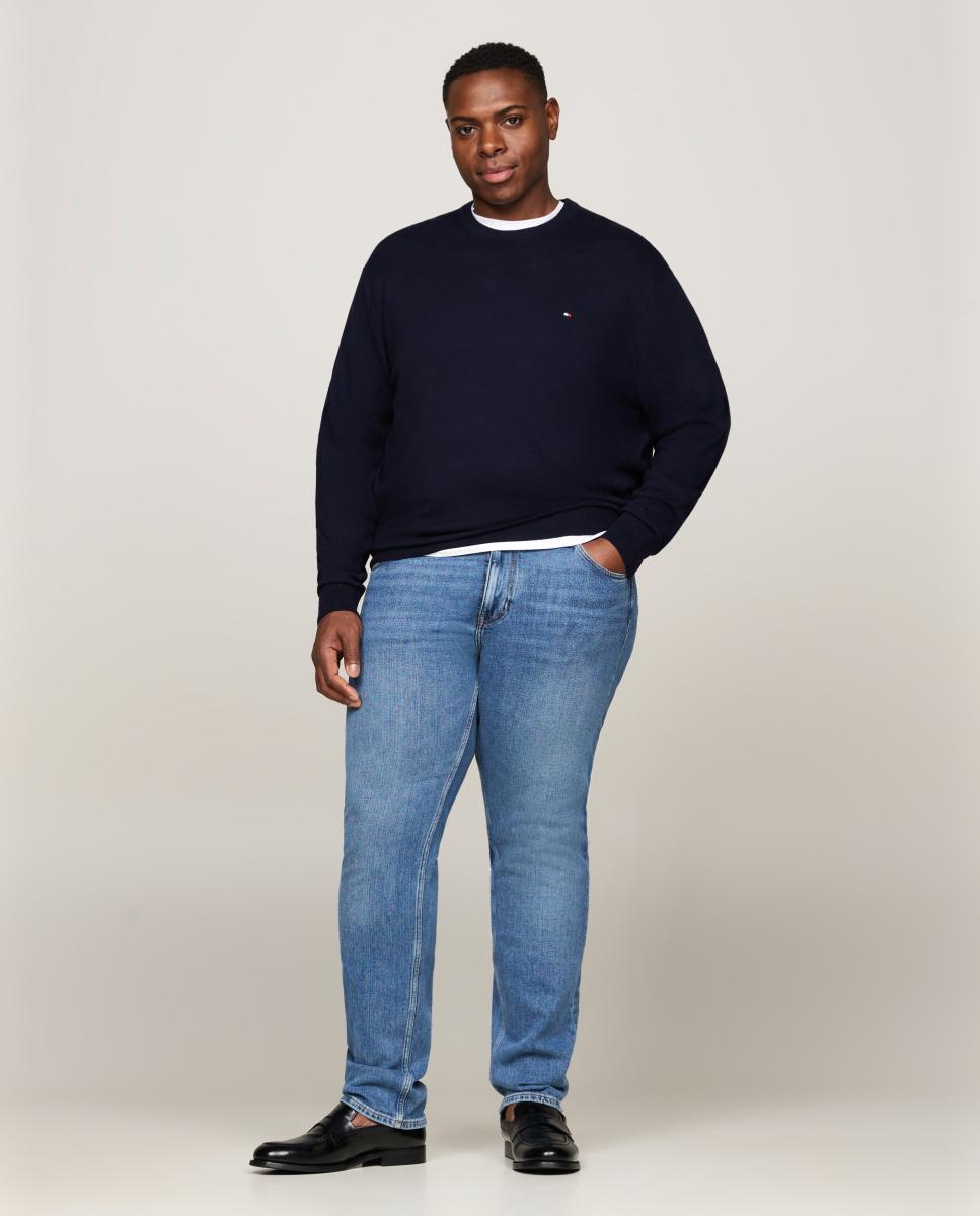 Camisola de Malha Lisa com Gola Redonda Tamanhos Grandes Azul-marinho-5