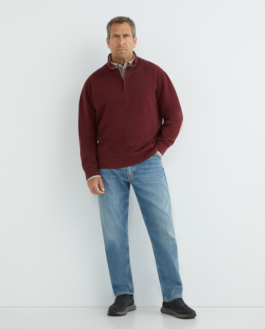 Jersey de algodón media cremallera de hombre tallas grandes