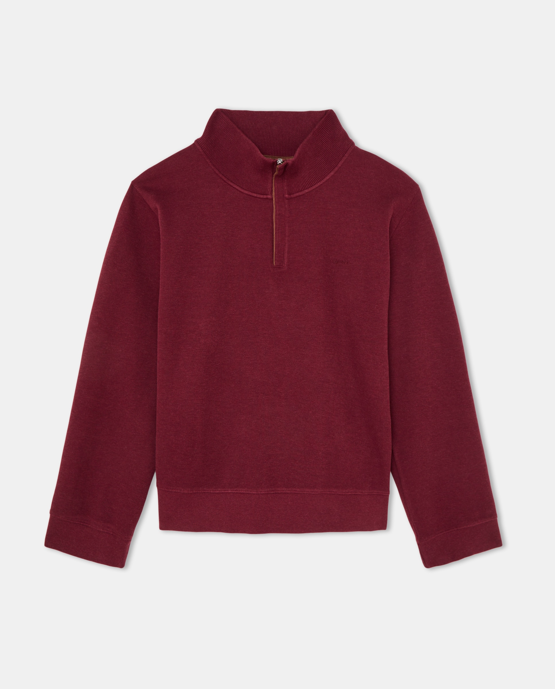 Camisola de Malha Tamanhos Grandes com Meio Fecho de Correr e em Algodão Bordeaux-5