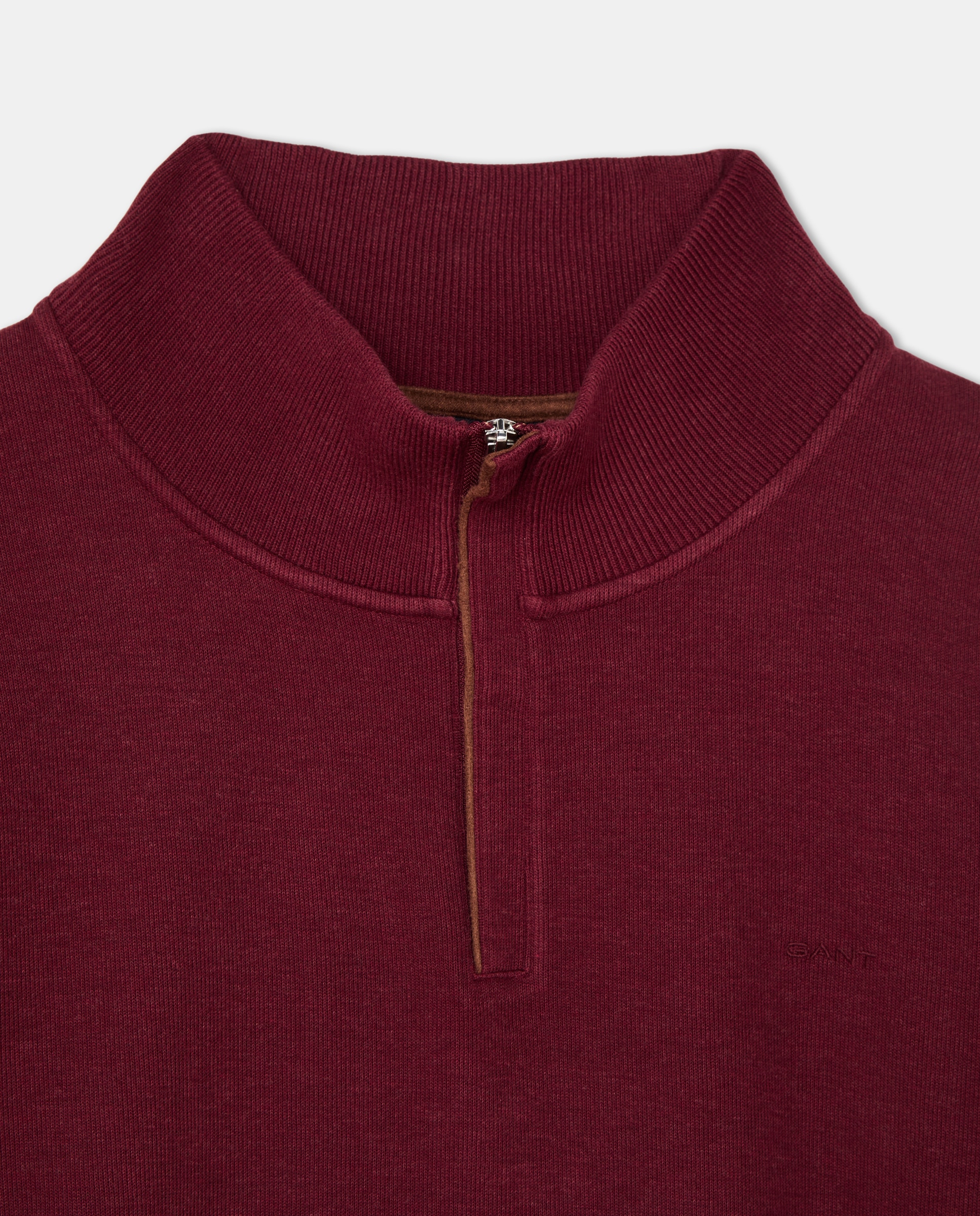 Camisola de Malha Tamanhos Grandes com Meio Fecho de Correr e em Algodão Bordeaux-6