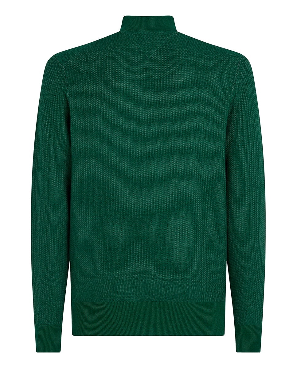 Camisola de Malha Lisa Tamanhos Grandes com Meio Fecho de Correr Verde-2