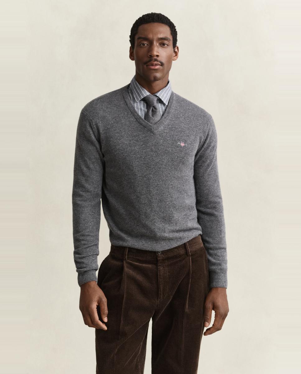 Jersey de hombre tallas grandes corte regular cuello redondo - Gant - Gris Gris-1
