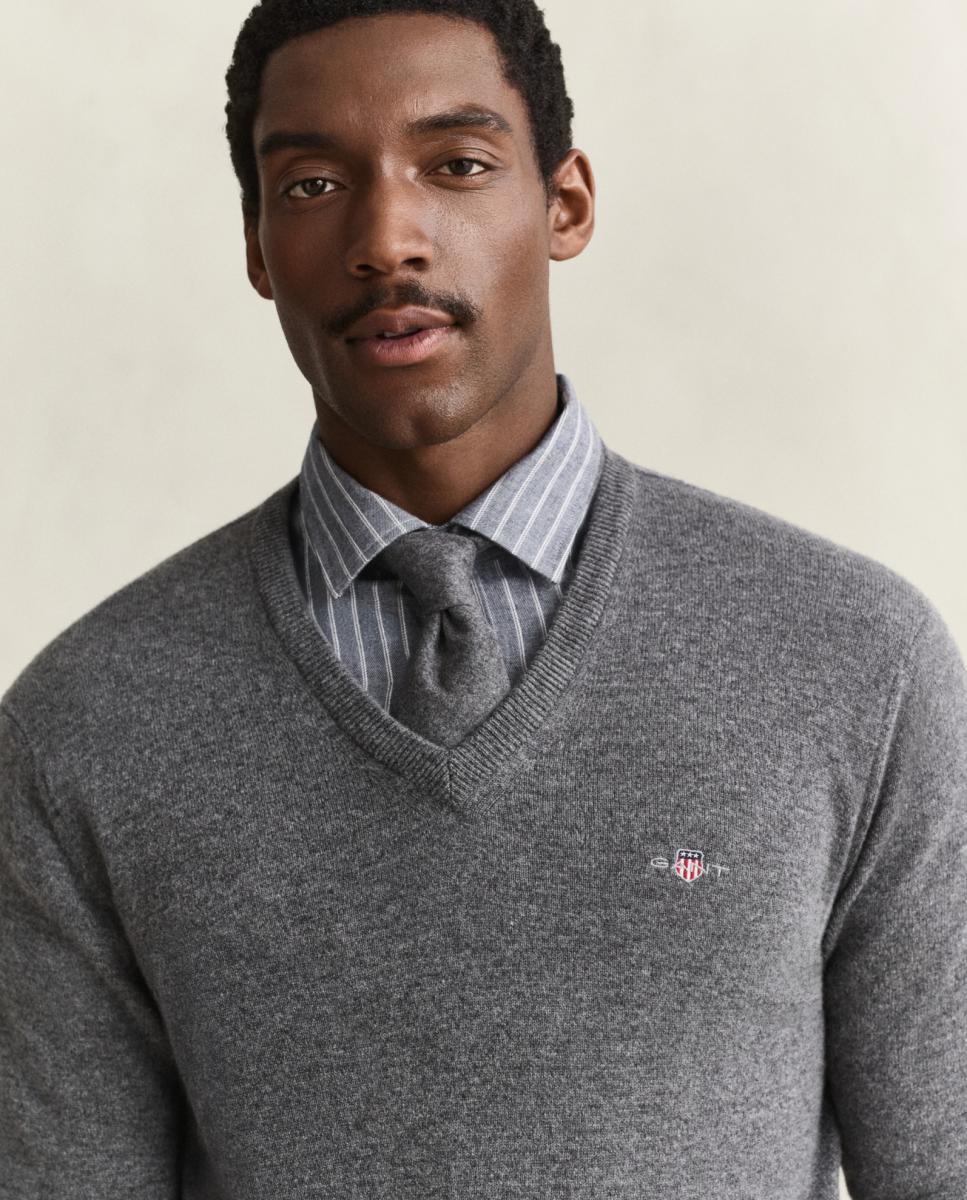 Jersey de hombre tallas grandes corte regular cuello redondo - Gant - Gris Gris-3