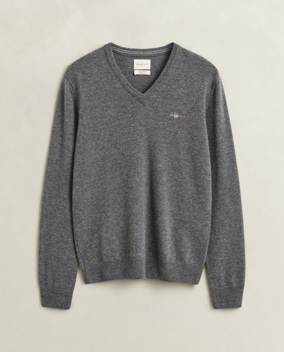 Jersey de hombre tallas grandes corte regular cuello redondo - Gant - Gris Gris-4