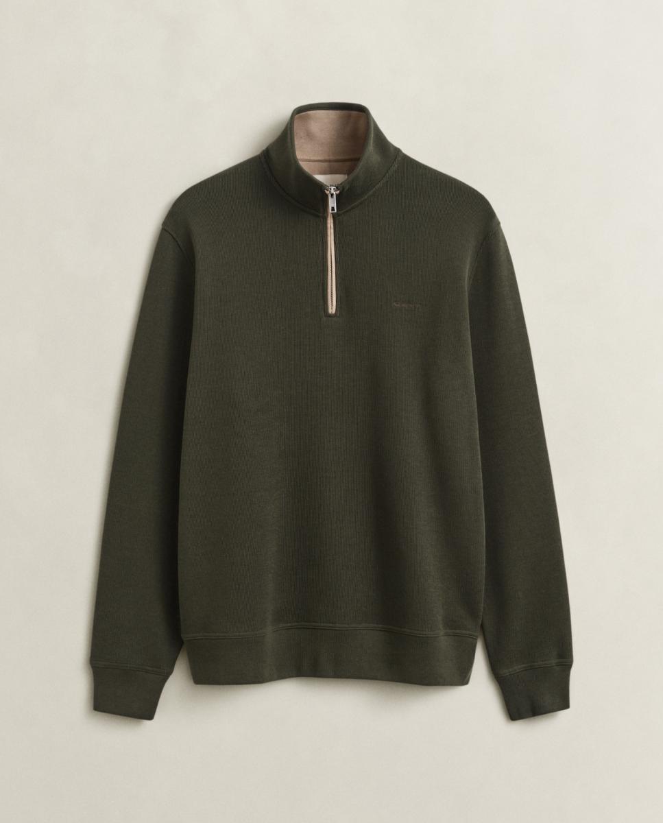 Sudadera de hombre Sacker Rib con media cremallera de tallas grandes - Gant - Verde Verde-5