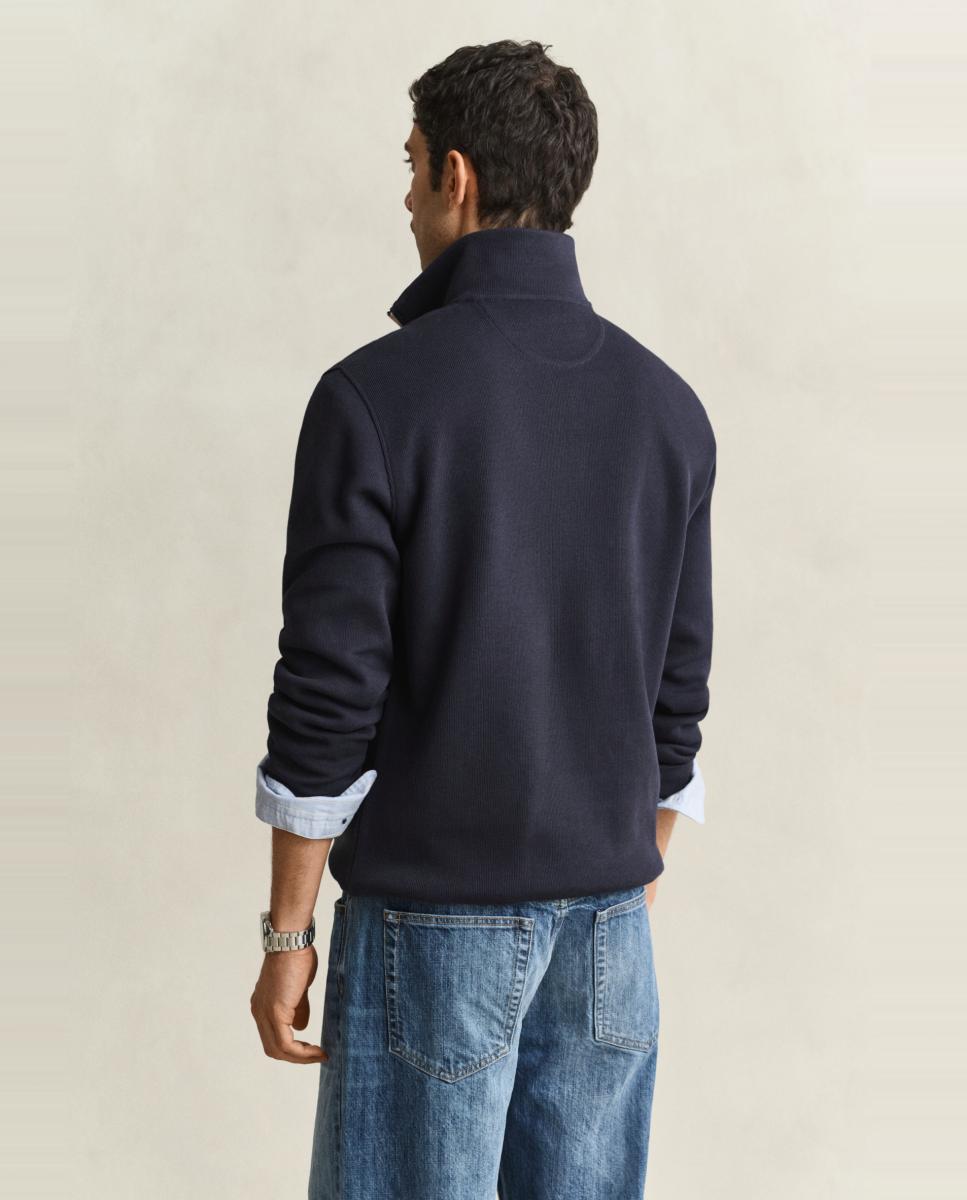 Sudadera de hombre Sacker Rib con media cremallera de tallas grandes - Gant - Azul Azul-2