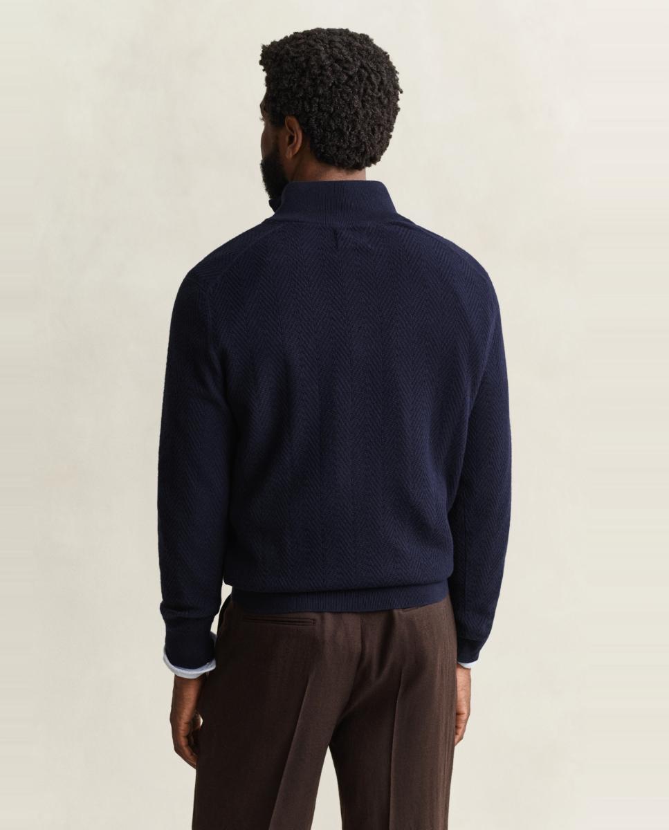 Jersey de hombre media cremallera regular fit tallas grandes - Gant - Azul Azul-2