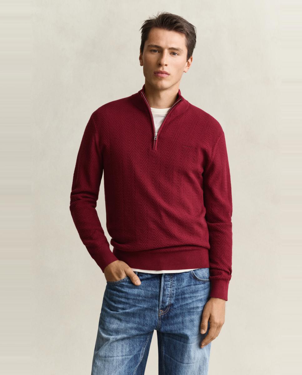 Imagen 0 de Jersey de hombre media cremallera regular fit tallas grandes Rojo