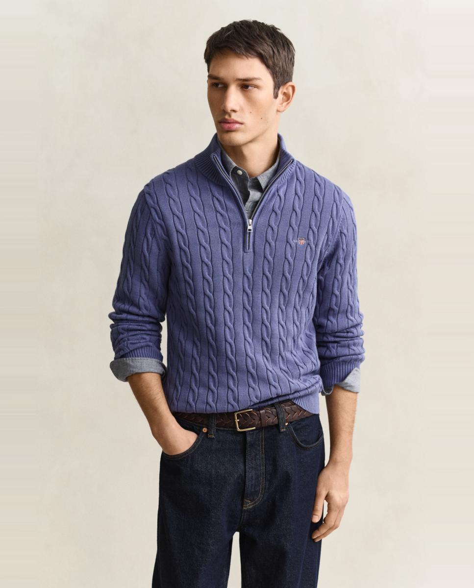 Imagen 0 de Jersey de hombre media cremallera regular fit tallas grandes Azul