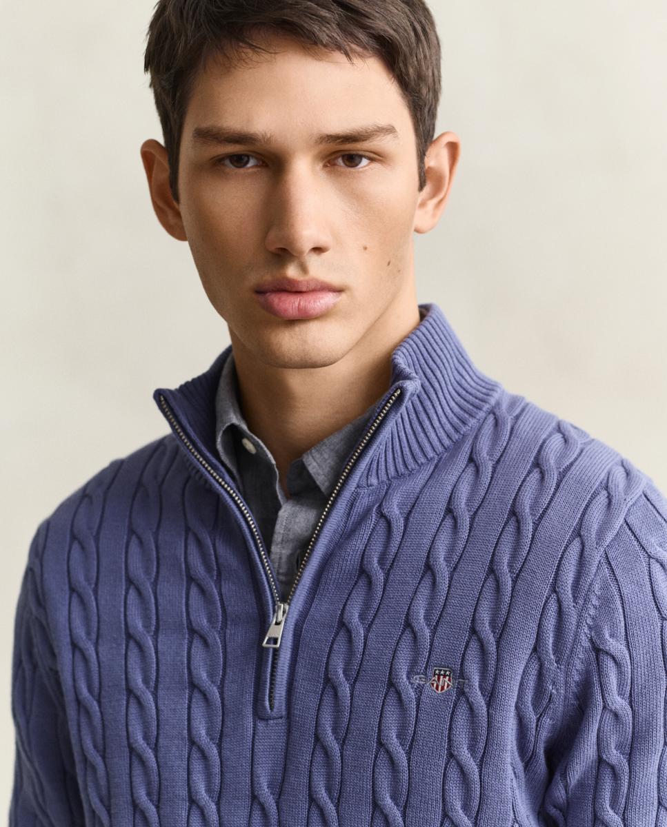 Jersey de hombre media cremallera regular fit tallas grandes - Gant - Azul Azul-2