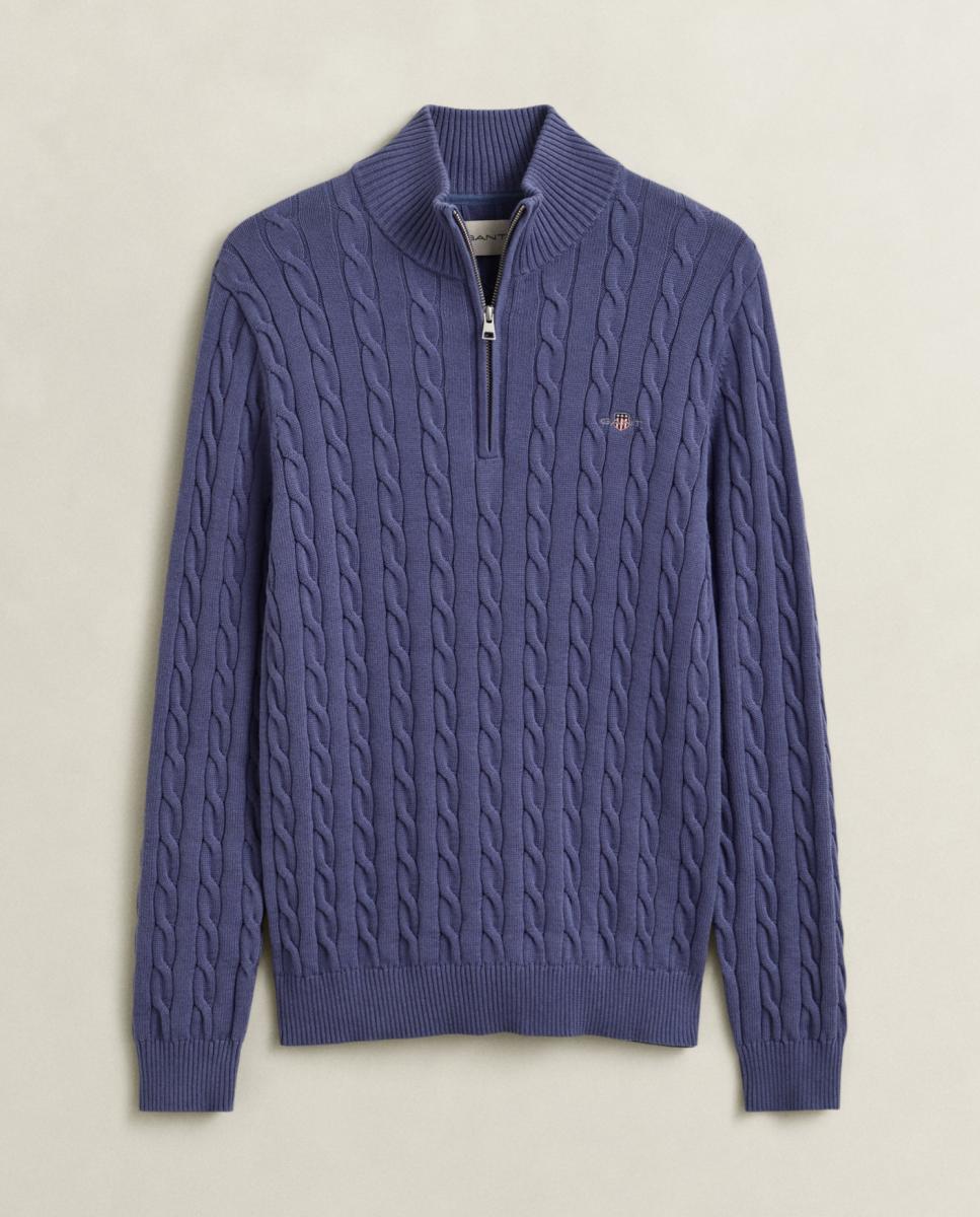 Jersey de hombre media cremallera regular fit tallas grandes - Gant - Azul Azul-5