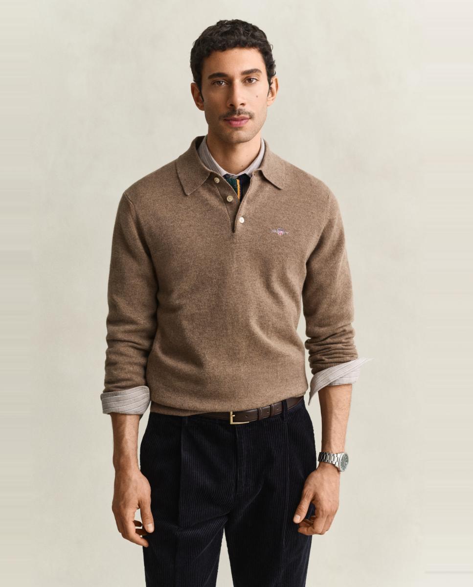 Polo de hombre lambswool tallas grandes corte regular - Gant - Marrón Marrón-1
