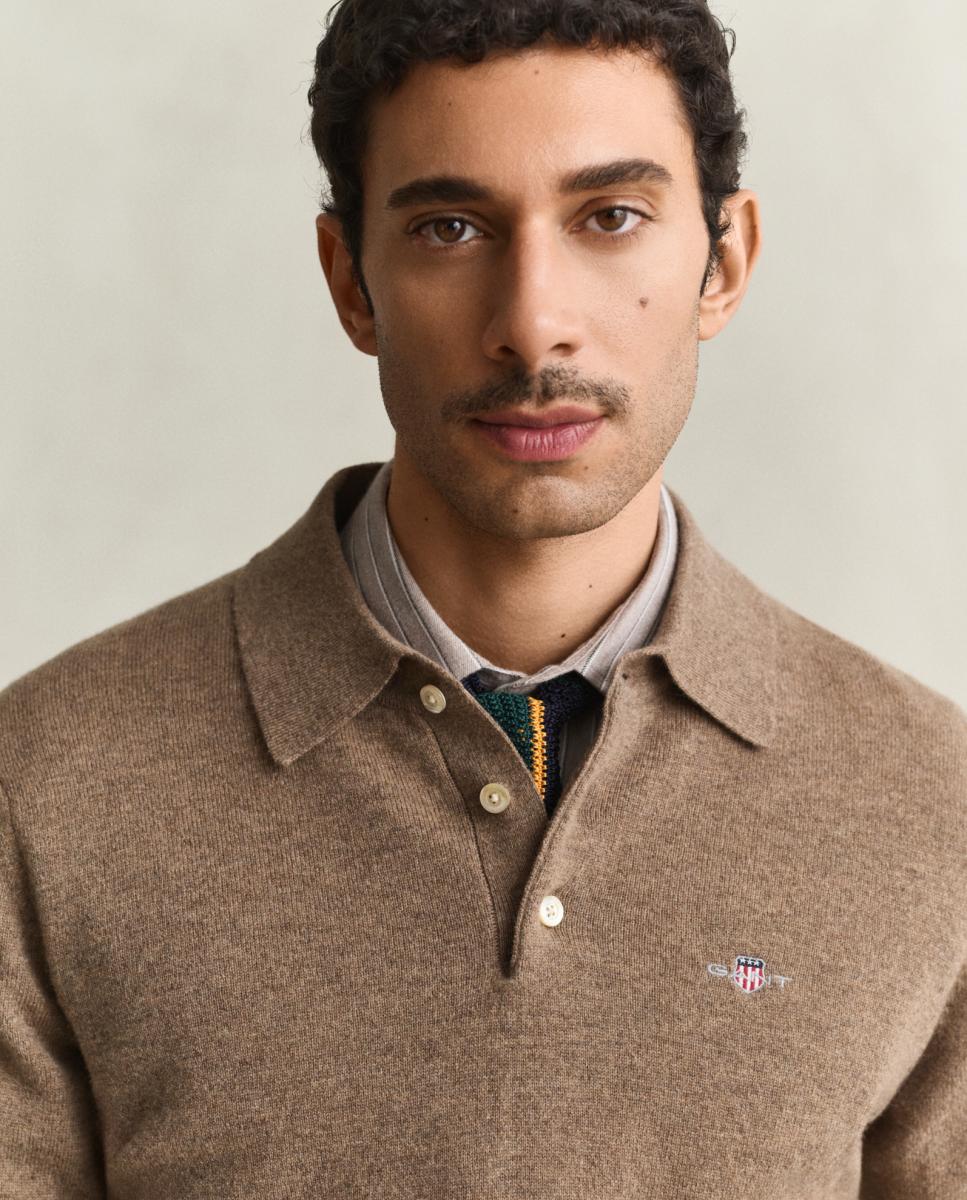 Polo de hombre lambswool tallas grandes corte regular - Gant - Marrón Marrón-3