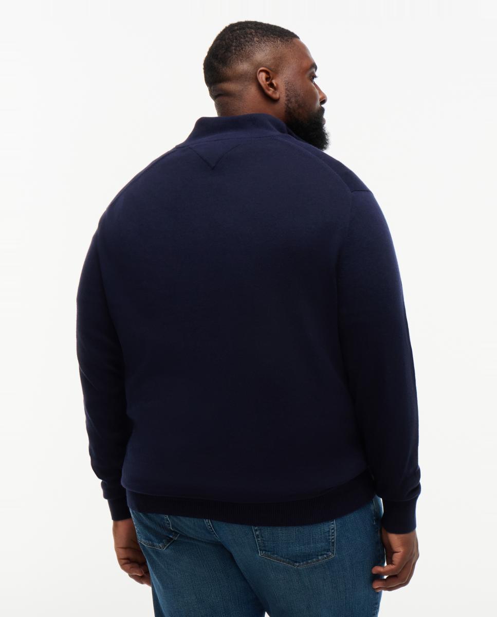 Jersey de hombre con cierre de media cremallera liso tallas grandes - Tommy Hilfiger - Azul marino Azul marino-2