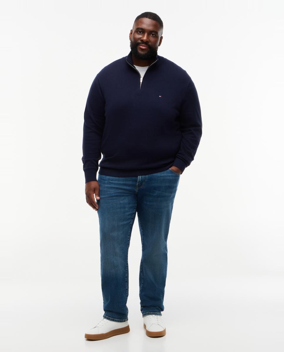 Jersey de hombre con cierre de media cremallera liso tallas grandes - Tommy Hilfiger - Azul marino Azul marino-5