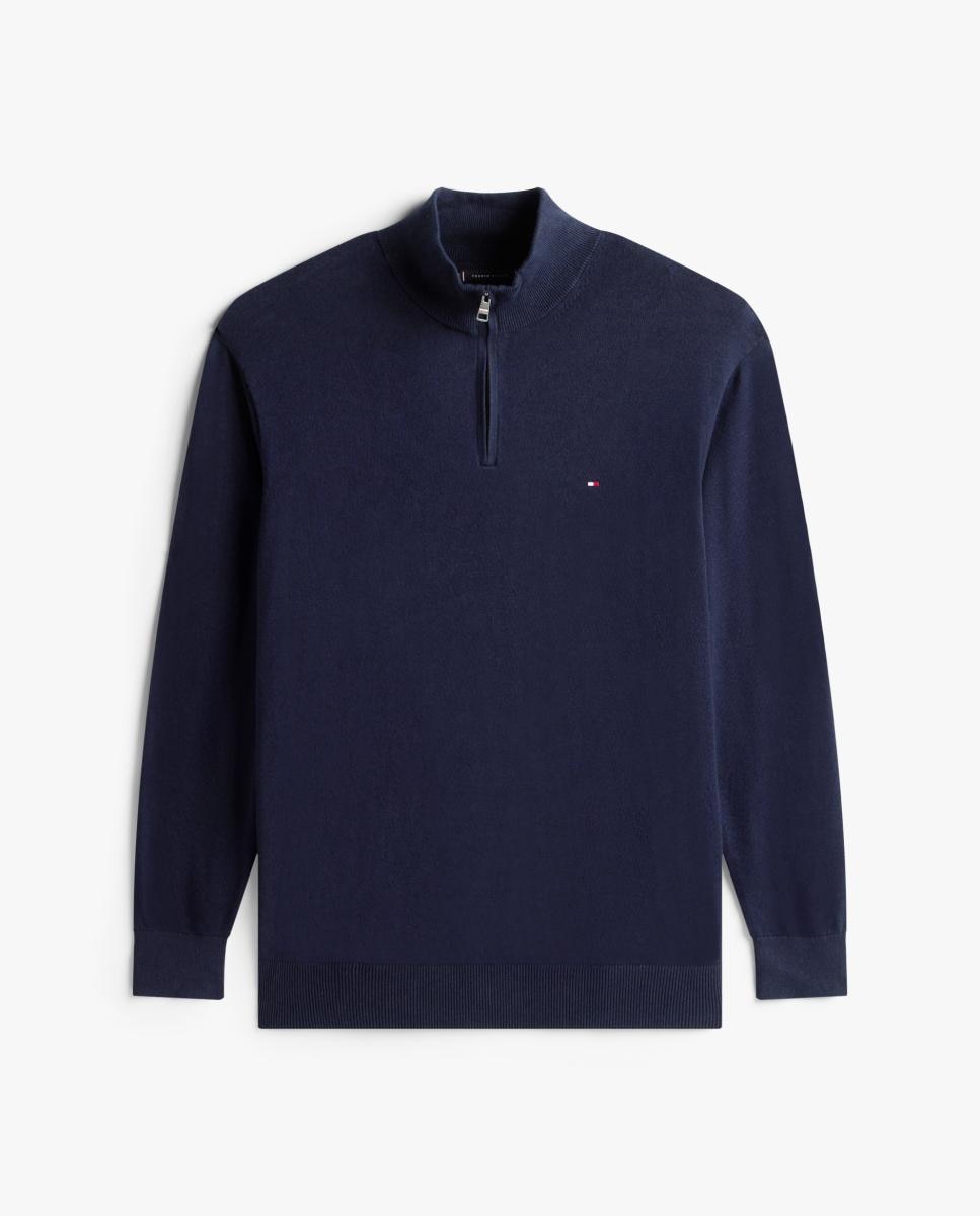 Jersey de hombre con cierre de media cremallera liso tallas grandes - Tommy Hilfiger - Azul marino Azul marino-4