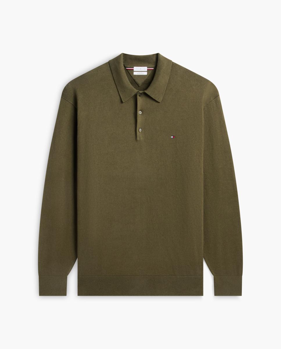 Camisola de Malha Tipo Polo Liso Tamanhos Grandes Verde-4