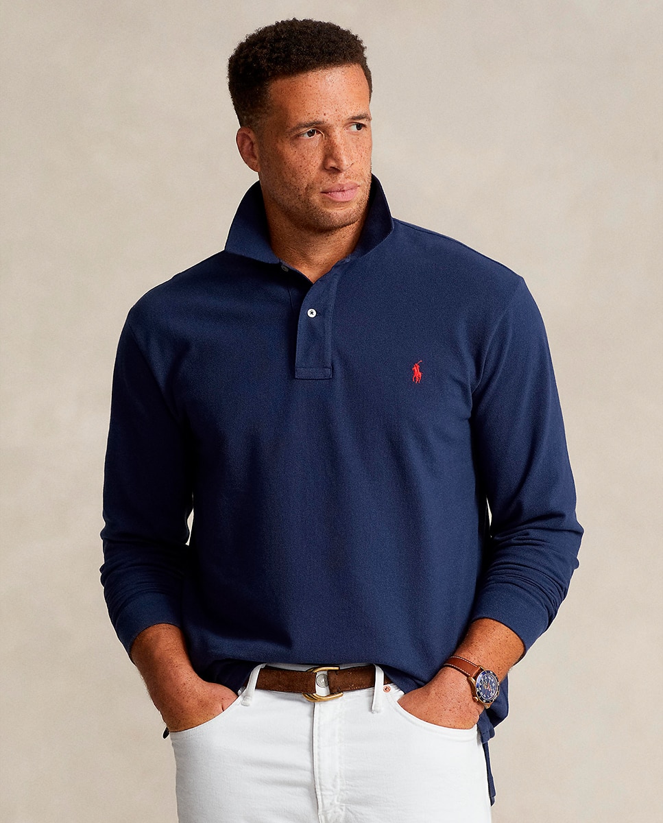 Polo Piqué de Algodão Classic Fit Tamanhos Grandes Azul-marinho-1