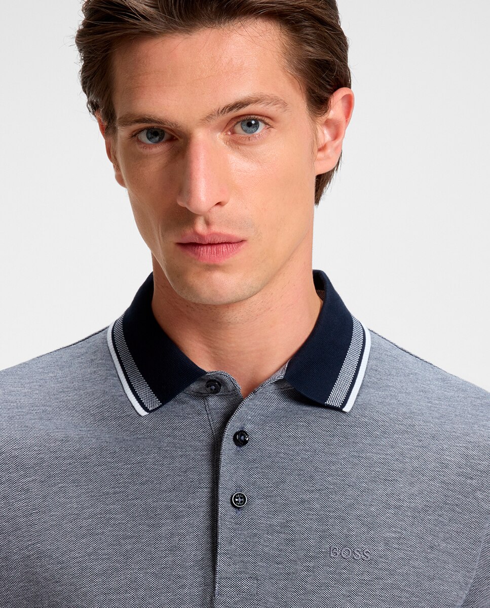 Polo de Manga Comprida e Tamanhos Grandes Azul-3